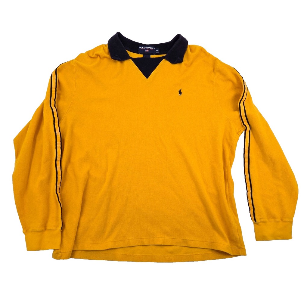 Polo Sport Long Sleeve Polo Rugby Shirt Sz XXL Striped Sleeves See Pics